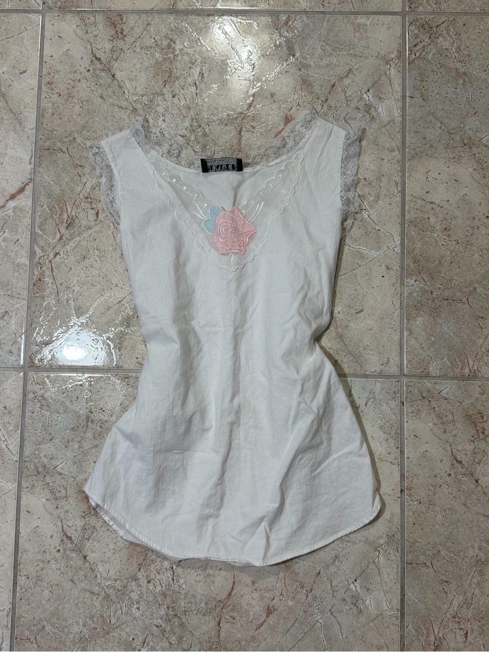 Vintage Clauda Made in USA Rose Lace Top